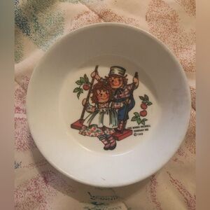Vintage 1969 Raggedy Ann and Andy Candy or Trinket Dish Bowl